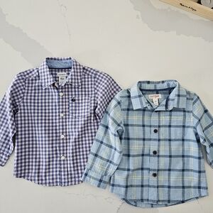 Toddler 18mos Plaid Button Down Pair Long Sleeve Shirts
